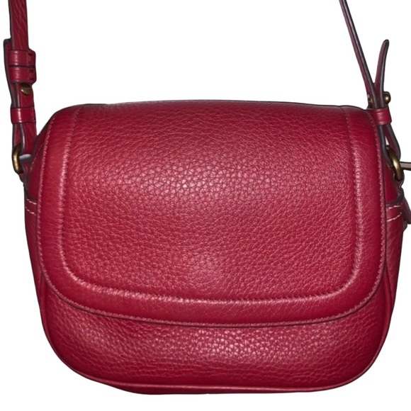J CREW SIGNET LEATHER CROSSBODY BAG VIVID BURGUNDY - Picture 6 of 14